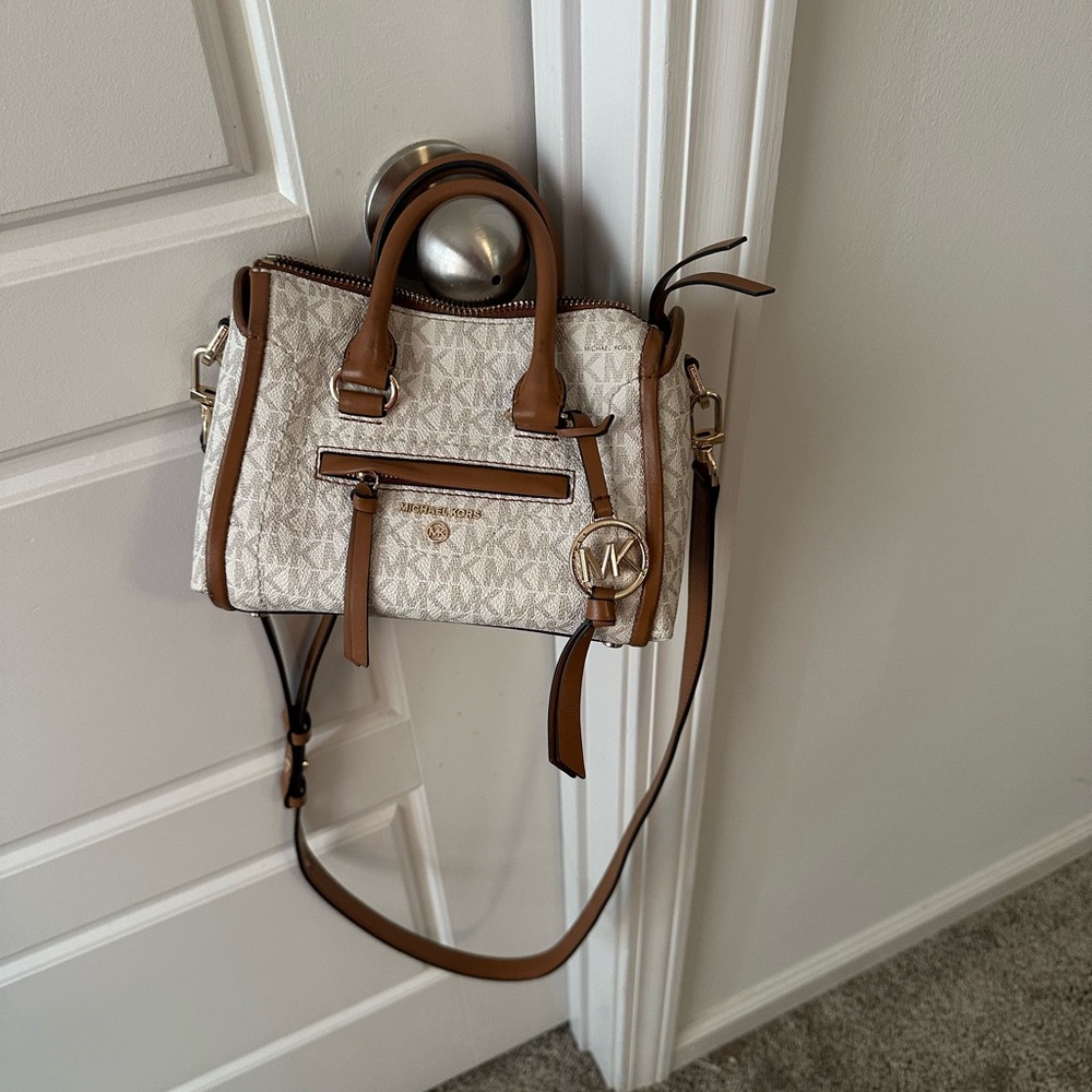 White and brown, small Michael Kors Purse